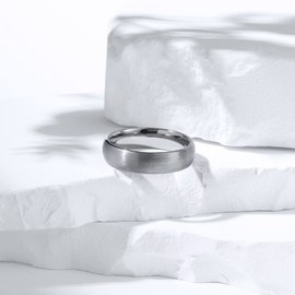 King Will Silver Domed BASIC 5MM Titanium Ring Wedding Ring For Men Women Couple Ring Brushed/Matte Comfort Fit 12