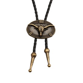 Jeilwiy Longhorn Bolo Tie for Men Vintage Gold Cow Skull Bolo Ties, Western Ties for Men Cowboy Country Ties