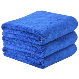 HIDMD Microfibre Car Drying Towels Absorbent Large Car Cleaning Cloths Plush Thick Car Washing Towels Auto Detailing Towels 380gsm 40CM x 60CM 3 Pack Blue