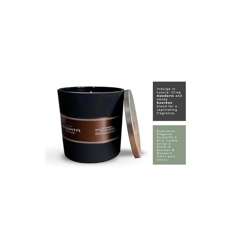 Pecksniff's Bourbon and Mandarin Candle | 3 Wicks, 515g /18.16oz