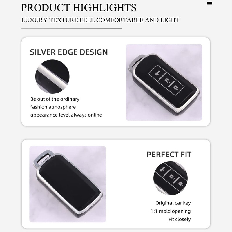 HIBEYO Key Fob Cover Compatible with Mitsubishi Outlander Sport Eclipse