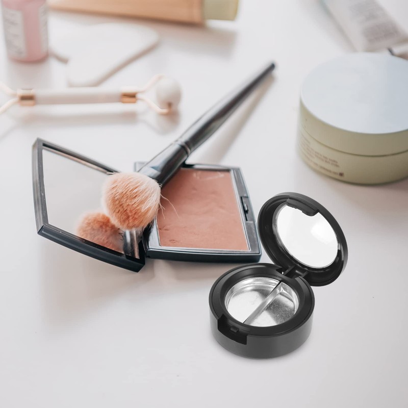 KALLORY Black Eyeshadow 4 Pieces Empty Makeup Box, Round Magnetic