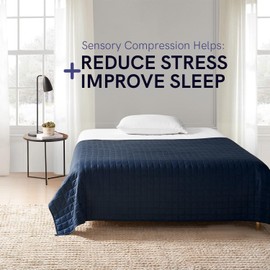 YnM 15lbs Weighted Blanket for Adults, Cotton Heavy Bed Throw Blanket with Cooling Glass Beads for All Season Use, Ideal for ~140lbs (48x72 Inches, Twin/Full, Navy)