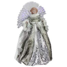 Northlight NL00923 Angel in Gingham Coat Christmas Tree Topper, 16"