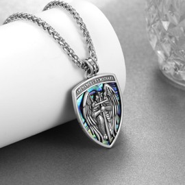 Sbzxbt Saint Michael Necklace 925 Sterling Silver Archangel Michael Pendant Necklace Amulet Religious Jewelry Gifts for Women Men with 22"+2" Rolo Chain