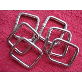 ANCHOR BRAND 6 VINTAGE NOS HEAVY DUTY 1" x 1 1/4" ID NICKEL PLATED SQUARE LOOP RINGS,USA MADE