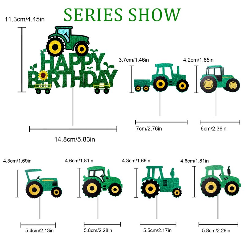 Decoración para tarta de cumpleaños con diseño de tractor de
