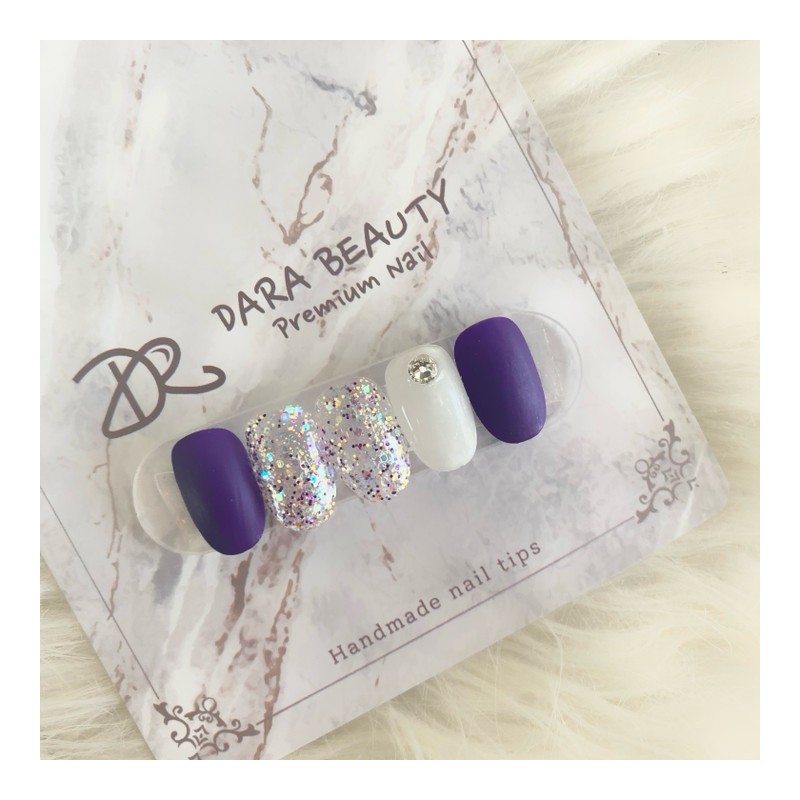 Next day delivery⭐Purple matte glitter nails⭐ / 다음날 발송⭐보라무광 글리터네일⭐