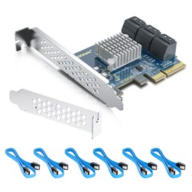 ipolex PCIe SATA Card 6 Port with 6 SATA Cables and Low Profile Bracket, 6Gbps SATA3.0 Controller PCI Express Expansion Card, X2, Support 6 SATA 3.0 Devices