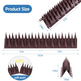 Bird Spikes Deterrent 12 Pack - New 10.3ft Pigeon Squirrels Raccoon Bird deterrents for Outside Patio, Small Birds Spikes for Outside to Keep Birds Away for Fence Balcony Roofs (Brown)