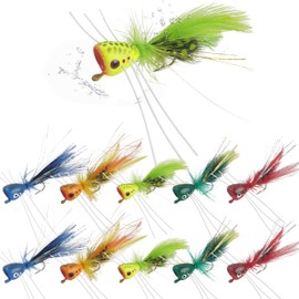 Fly Fishing Popper Flies, 10pcs/20pcs Dry Flies Bass Popper Fly Lures Topwater Panfish Bluegill Crappie Popping Bug Flies Sunfish Trout Salmon Flies Kit for Fly Fishing