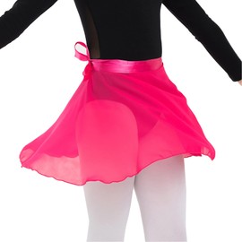 Lopsity Womens Ballet wrap Skirt Short Dance Skirts with Tie Waist Ballet Skirt Chiffon Wrap Dance Skirt for Women Girls (Rose red)