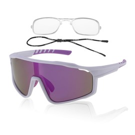 X AUTOHAUX 1 Set Motorcycle Riding Goggles Anti-glare Tri-Acetyl Cellulos PC UV400 Outdoor Sports Sunglasses for Motocross Dirt Bike ATV Purple Lens White Frame