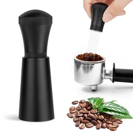 HOTUT WDT Tool, Espresso Distribution Tools with Stand, 0.3mm 7 Needles Espresso Stirrer for Barista, Espresso Coffee Stirrer with Extra 10 Replaceable Needles, 304 Stainless Steel - Matte Black