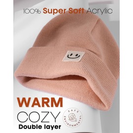 FURTALK Unisex Beanie for Women Men Knit Cuffed Winter Hats Soft Warm Cute Ski Skull Caps Pink