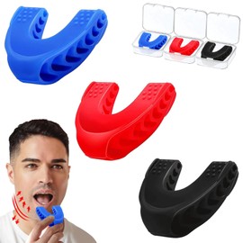 Jaw Exerciser, 3 PCS Jawline Shaper, Jaw Exerciser for Men & Women, Jawline Exerciser, Jaw Trainer, Tighten & Tones, Target Your Chin & Cheekbones, Facial Exerciser for Beginner Intermediate Advanced (Black+Blue+Red)