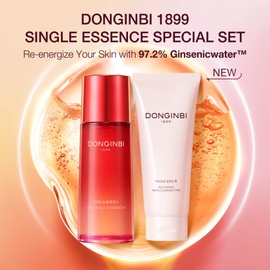 DONGINBI 1899 Single Essence EX 70ml & Cleansing Foam 50ml Special Set - Anti-Aging face essence with Korean Red Ginseng for Radiance and Repair