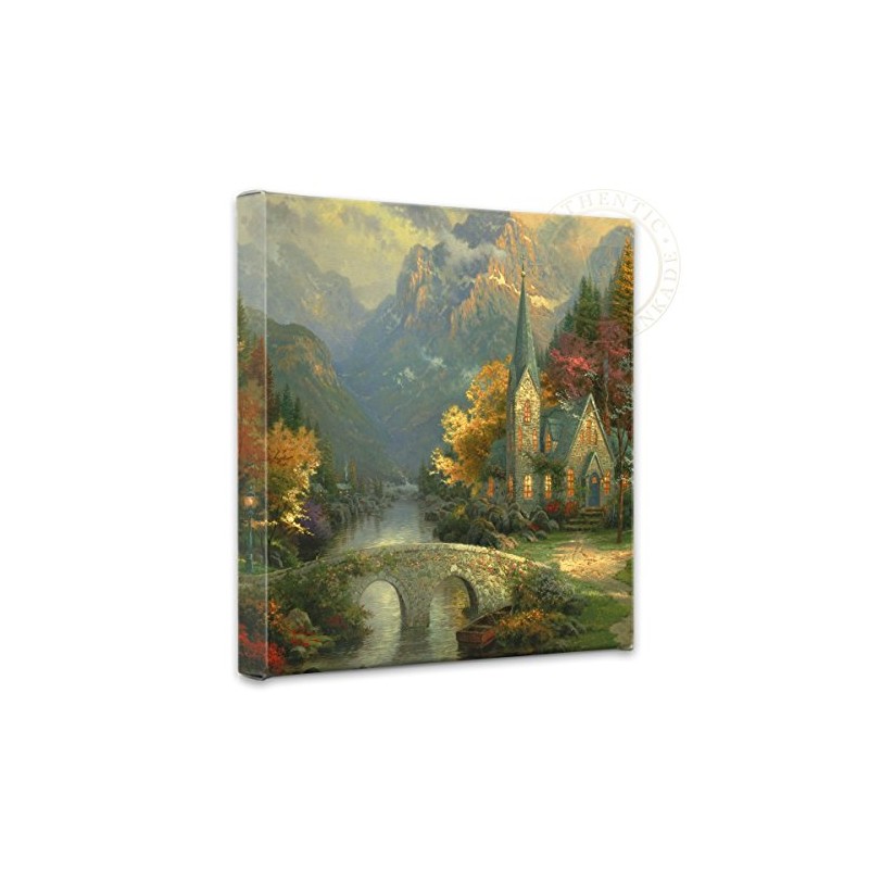 Thomas Kinkade Mountain Chapel 14 x 14 Gallery Wrapped Canvas