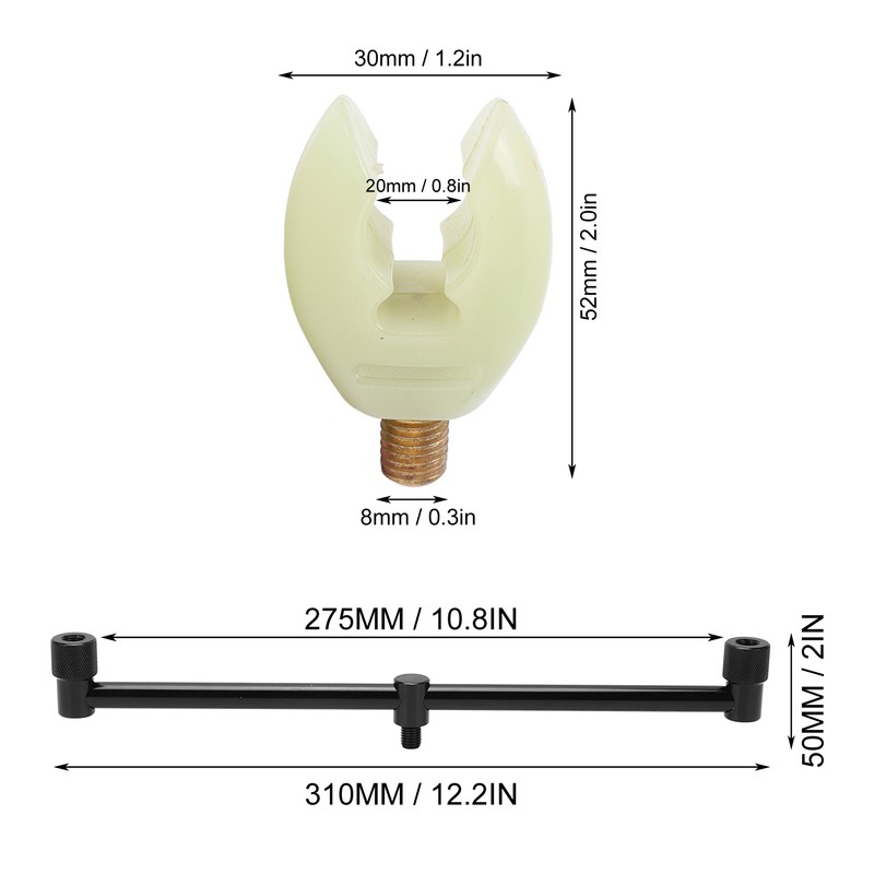Carp Fishing Rod Support Buzz Bar with Luminous Head Aluminum