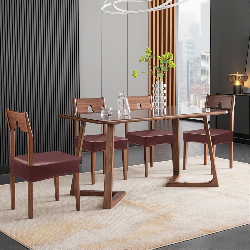 PU Leather Seat Covers for Dining Chairs Set of 4