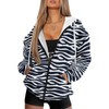 Kathyboom Zebra Print Women's Causal Hoodies Zip Up Jackets Long