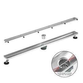 Bochni Linear Shower Drain 40" Brushed 304 Stainless Steel | Fast Drainage | Tile Inserted | Stainless Floor Drain Grate | Hair Strainer | Drain Key | The Upgrade for Your Bathroom