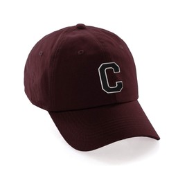 Custom Hat A to Z Initial Letters Classic Baseball Cap, Burgundy Hat White Black Letter C