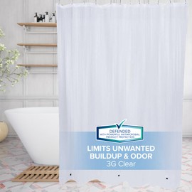 SlipX Solutions Protected Shower Curtain Liner, 3G Lightweight, 70"x72", Clear