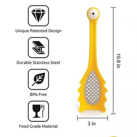 Nessie Kitchen Cheese Grater, Yellow Dinosaur Design, Stainless Steel