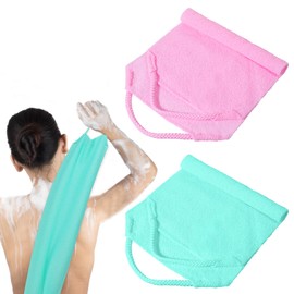 2 Pcs Back Scrubber, Pink and Cyan Back Washer for Shower for Women, Nylon Material Exfoliating Back's Scrubber for Back's Cleaning
