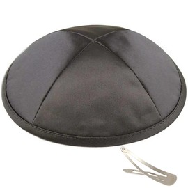 Zion Judaica Deluxe Satin Dark Grey Kippah Silky Feeling Yarmulka Charcoal Kippot Bulk Pack Yamakas Single Satiny Kipah (1PC, Dark Grey/Charcoal)