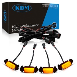 KDM LED Grille Light fit for Toyo-ta Tacoma 2016-2023 TRD PRO with Wiring Harness,OEM Front Upper Grille Lamp Raptor Style,Smoked Lens Amber Light,4Pcs Pack
