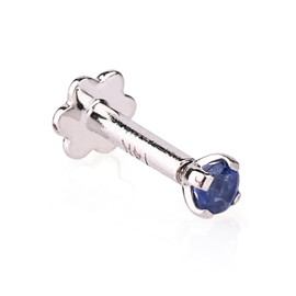 Demira Gorgeous & Sparkling Blue Sapphire Nose Stud in 14K White Gold Nose Ring Stud Internally Threaded 6MM Screw Back Sizes, Diamond, diamond