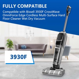 6 Pack Roller Brush Vacuum Filters Replacement Kit Compatible with Bissell 3930F CrossWave OmniForce Edge Cordless Multi-Surface Hard Floor Wet Dry Vacuum,3 Brush Roll,3 HEPA Filter