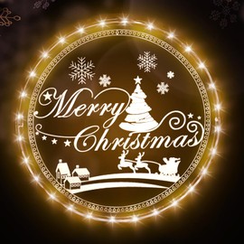 ConBlom Christmas Decorative Window Light, 24 cm Christmas Lighting Indoor Window Hanging Christmas Decoration Fairy Lights for Outdoor Indoor Patio Bedroom Background (Christmas Merry Christmas)