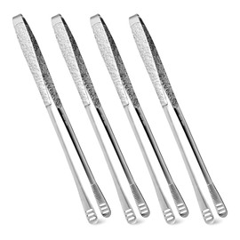4Pcs 11-Inch Stainless Steel Korean BBQ Grill Tongs, Japanese Barbecue Tongs for Cooking, Portable Kitchenware for Home, Outdoor, Steak, Salad, Food