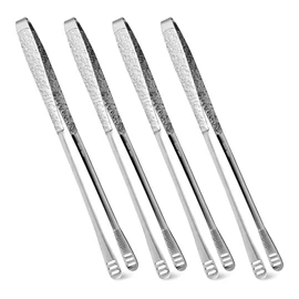 4Pcs 11-Inch Stainless Steel Korean BBQ Grill Tongs, Japanese Barbecue Tongs for Cooking, Portable Kitchenware for Home, Outdoor, Steak, Salad, Food