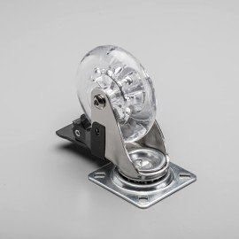 GTV - Brazylia Furniture Castor with Lock - Swivel Castors for Furniture - Steel/PC/PU - Diameter 35 mm - Swivel Wheels 360 Degree - Total Load per Castor 30 kg - Transparent - Wheels with Brakes
