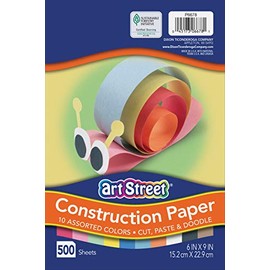 Art Street Lightweight Construction Paper, 10 Assorted Colors, 6" x 9", 500 Sheets