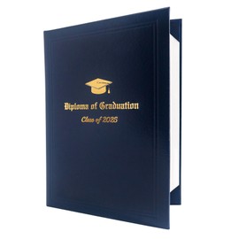 GraduationMall A4 Diploma Cover Certificate Holder for Graduation with Gold Foil Class of 2025 Classic Smooth Navy Blue