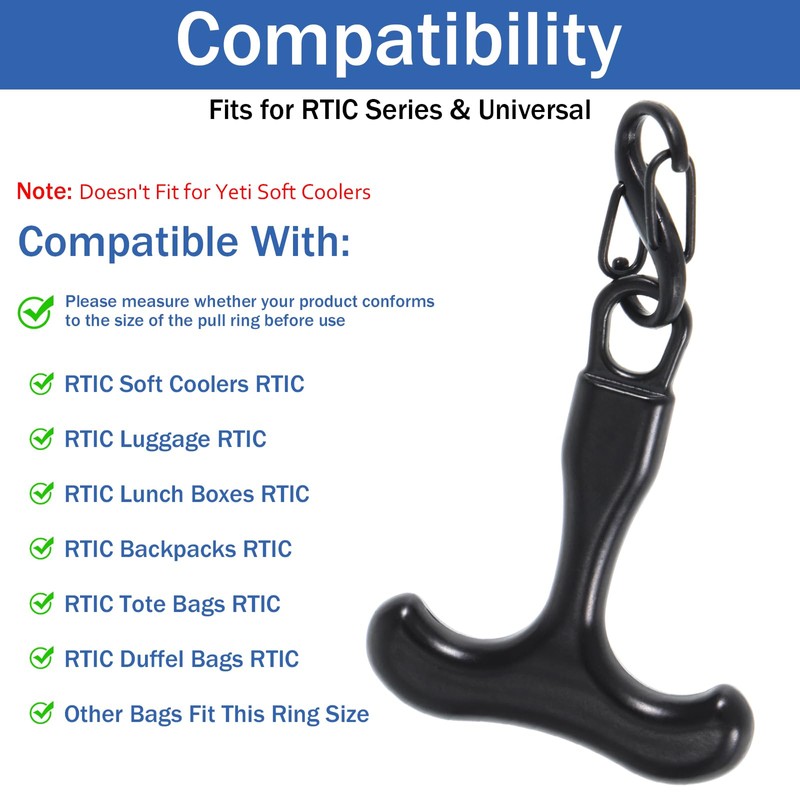 8 Pack Replacement Zipper Pulls Compatible with RTIC and Other