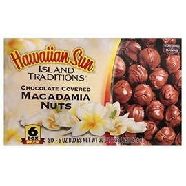 Aloha 6 PACK  HAWAIIAN SUN ISLAND TRADITIONS CHOCOLATE COVERED MACADAMIA NUTS