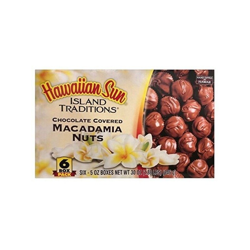 Aloha 6 PACK HAWAIIAN SUN ISLAND TRADITIONS CHOCOLATE COVERED MACADAMIA
