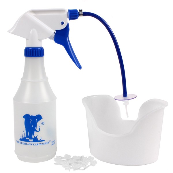 Doctor Easy Elephant Ear Washer Bottle System - Ear Wax Remover with Basin and 20 Extra Disposable Tips