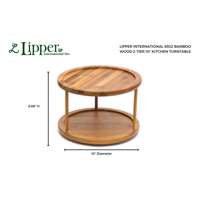 Lipper International 8302 Bamboo Wood 2-Tier 10" Kitchen Turntable