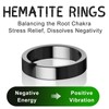 Hematite Ring for Women Men, Genuine Magnetic Black Stones Ring