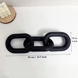 Wood Chain Link Decor3 Link Chain Decoration Pine Wood Carved Modern Home Decoration Used for Farmhouse Decoration Living Room Bedroom Bookcase Porch Decoration (A)