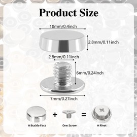 45 Set Chicago Screws, 3 Colors Round Flat Head Studs, Binding Screw Leather Screw Metal Binding Rivets Set for DIY Craft Leather Bookbinding Albums