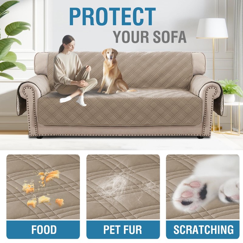 H.VERSAILTEX 100% Waterproof Sofa Covers for 3 Cushion Couch Modern