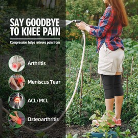 Lexniush Knee Support for Men/Women 2 Pack, Best Knee Compression Sleeve, Best Knee Brace for Arthritis, Meniscus Tear, Knee Pain, ACL, MCL, Ligament Damage, Running, Gym, Sports, Black, L